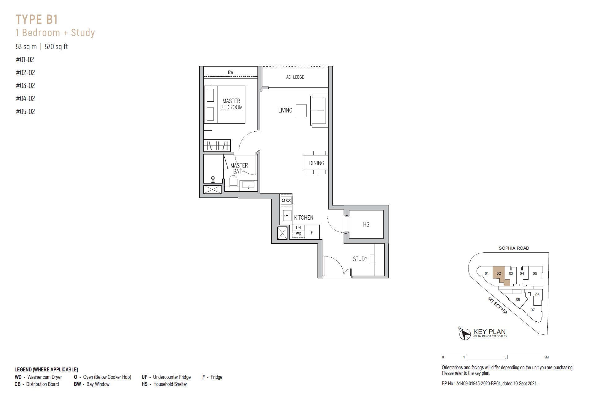Sophia Regency 1 Bedroom Floor Plan 3
